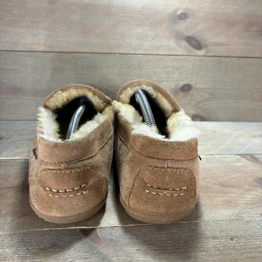 ll bean wicked good mens size 10 shoes brown suede shearling lined slippers